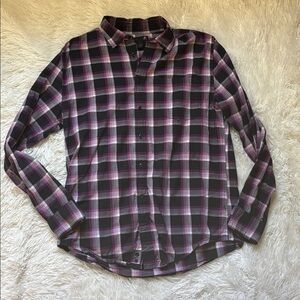 Men’s JF J.Ferrar Purple Plaid Shirt Slim L Large